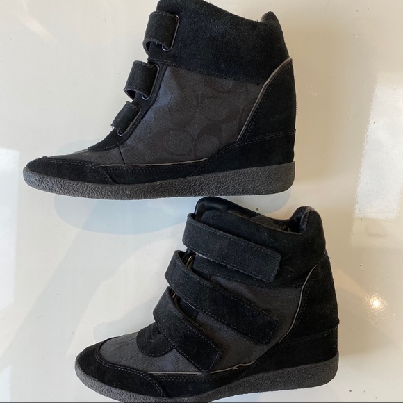 Coach Shoes Coach Nell Hightop Wedge Sneakers All Black